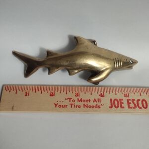 Gold Brass Shark Belt Buckle.  1970's Nelle Desighner Made Very Collectable